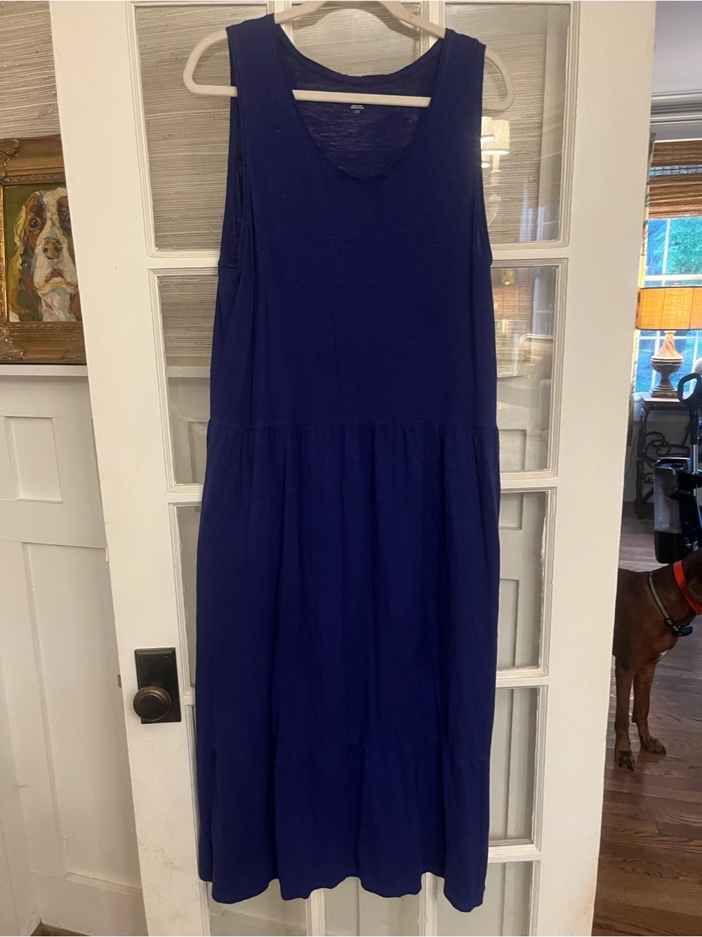 Eileen Fisher Sleeveless electric blue slub Midi Tiered Dress